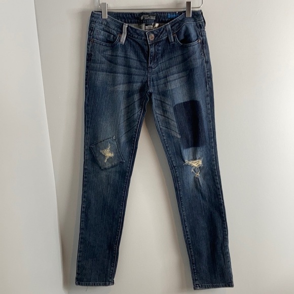 Volcom super skinny low rise distressed patch jeans 9 - Picture 2 of 14
